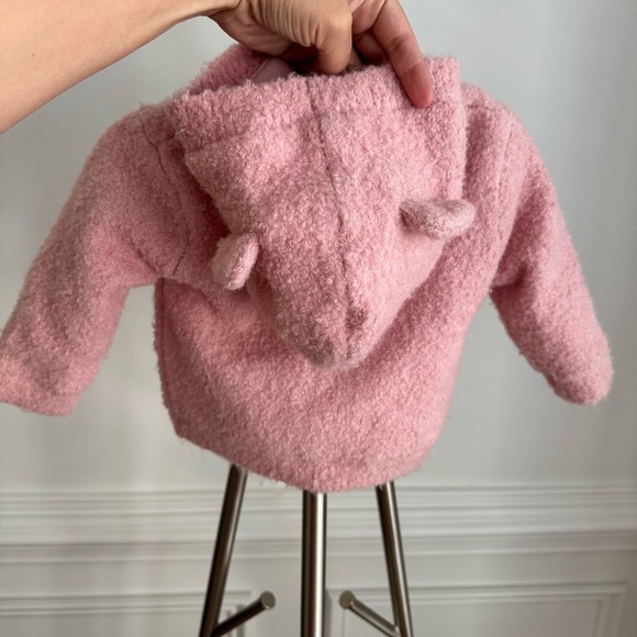 NEW H&M Cozy and Fleece Interior Pink Baby Girl Hooded Jacket - Picture 2 of 5